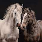 Two horses close-up.  (AI Generated) Art Print